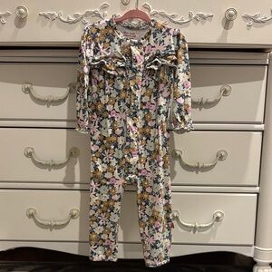 Magnetic Me Kids Pajamas - Floral Gray and Pink 12-18 month